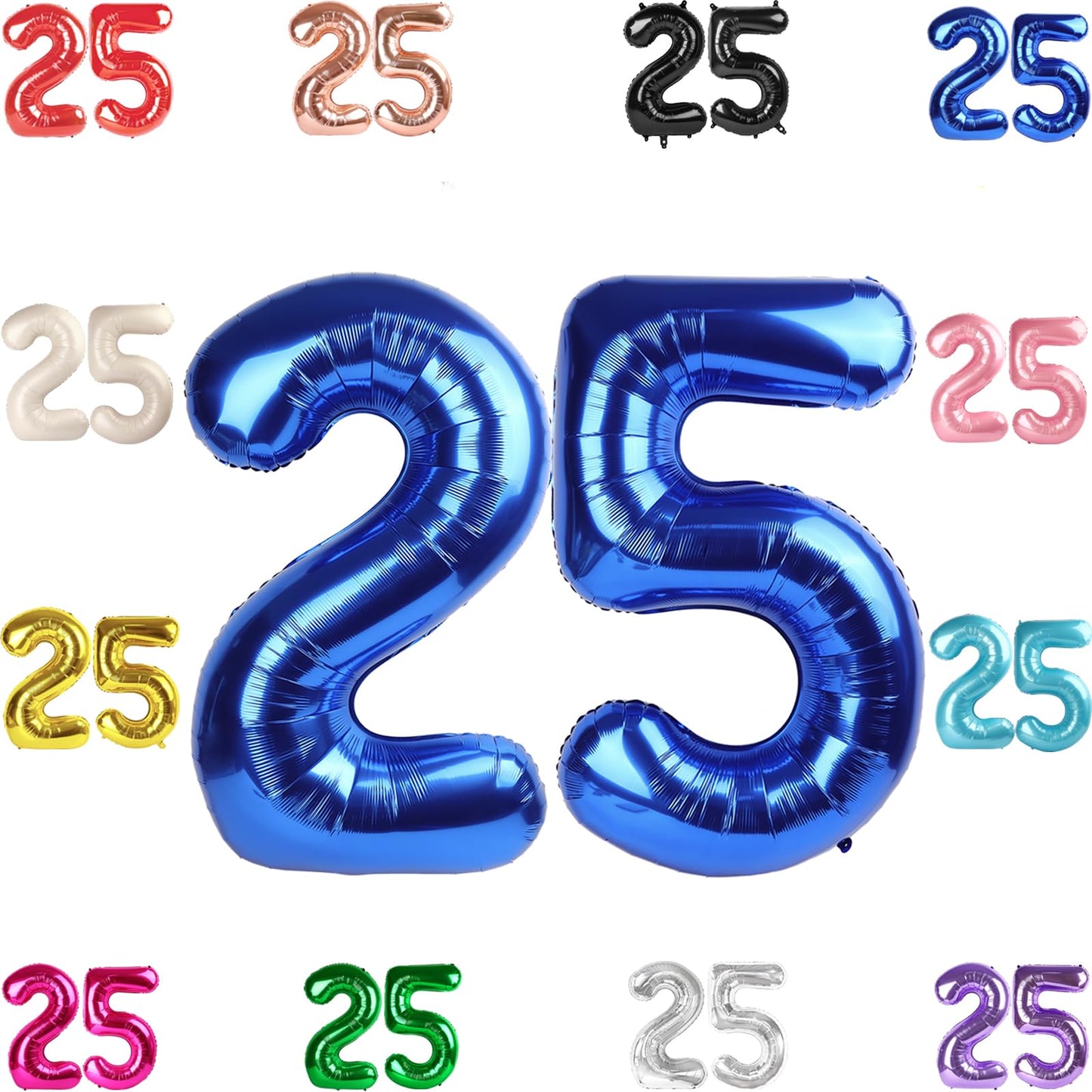 25 Balloon Number, Metallic Blue Number 25Th Birthday Balloons 40 Inch, 25 Or 52 Years Old Metallic Blue Birthday Decorations Fo