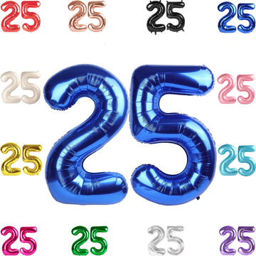 25 Balloon Number, Metallic Blue Number 25Th Birthday Balloons 40 Inch, 25 Or 52 Years Old Metallic Blue Birthday Decorations Fo