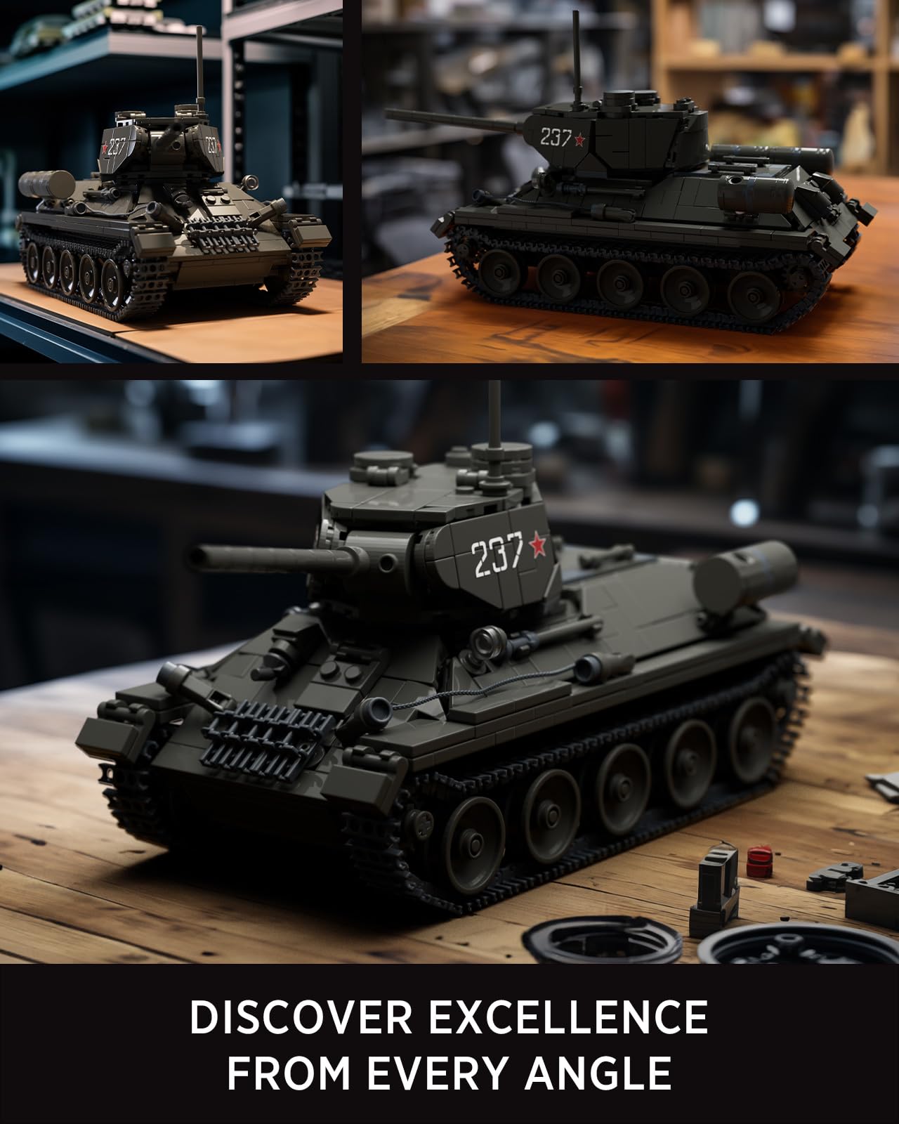 Nifeliz T34/85 Tank, Ww2 Military Tank Building Set For Adults, Collectible Army Model To Build And Display, Gift Ideal For Military Fans (818 Pcs, Nf10270)