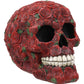 Ebros Valentine'S Day Of The Dead Red Floral Roses With Green Petals Skull Figurine Dod Rosa Sugar Skulls Statue As Cranium Skeleton Head Halloween Ossuary Macabre Altar Decor Collectible
