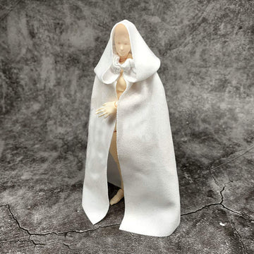 1:12 Scale Fabric Cape Cloak with Hat for 6 inch 1/12 Bandai SHF Figma Action Figure Clothes (White Cloak)