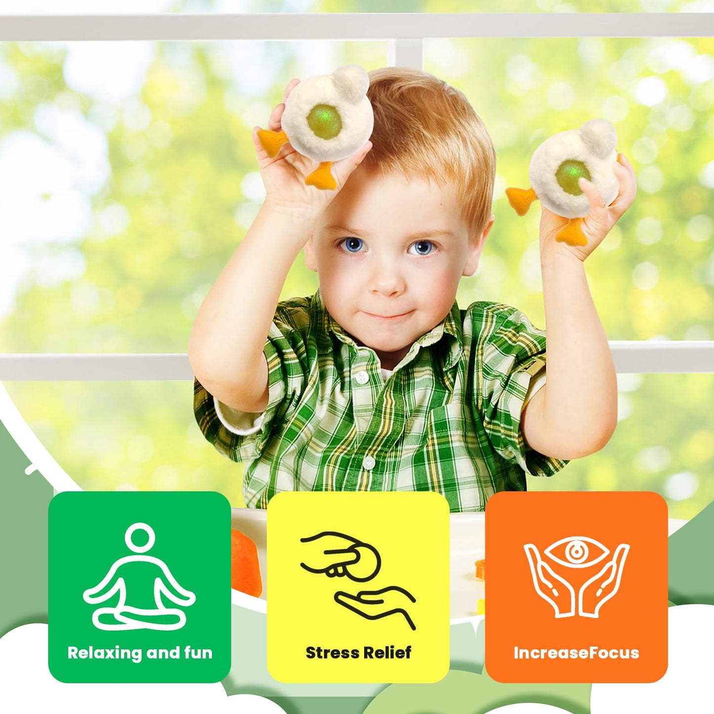 Stress Buster Stress Reliever for Kids/mature-themed Plushie Pinch Decompression Vent Ball Soft Beads -Squeeze Squishy Ball with Plushie Cover(Yellow Duck)