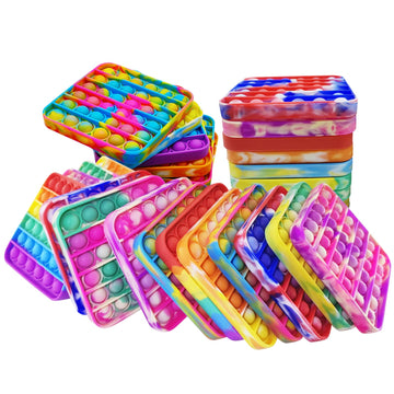 24 Pcs Pop Bubble Fidget Toys For Party Favors, Stress Relief Pressure Relieving Toys For Kids, Pop Bulk Toddler Toy For Birthday Christmas Valentine Gifts And Classroom Prizes