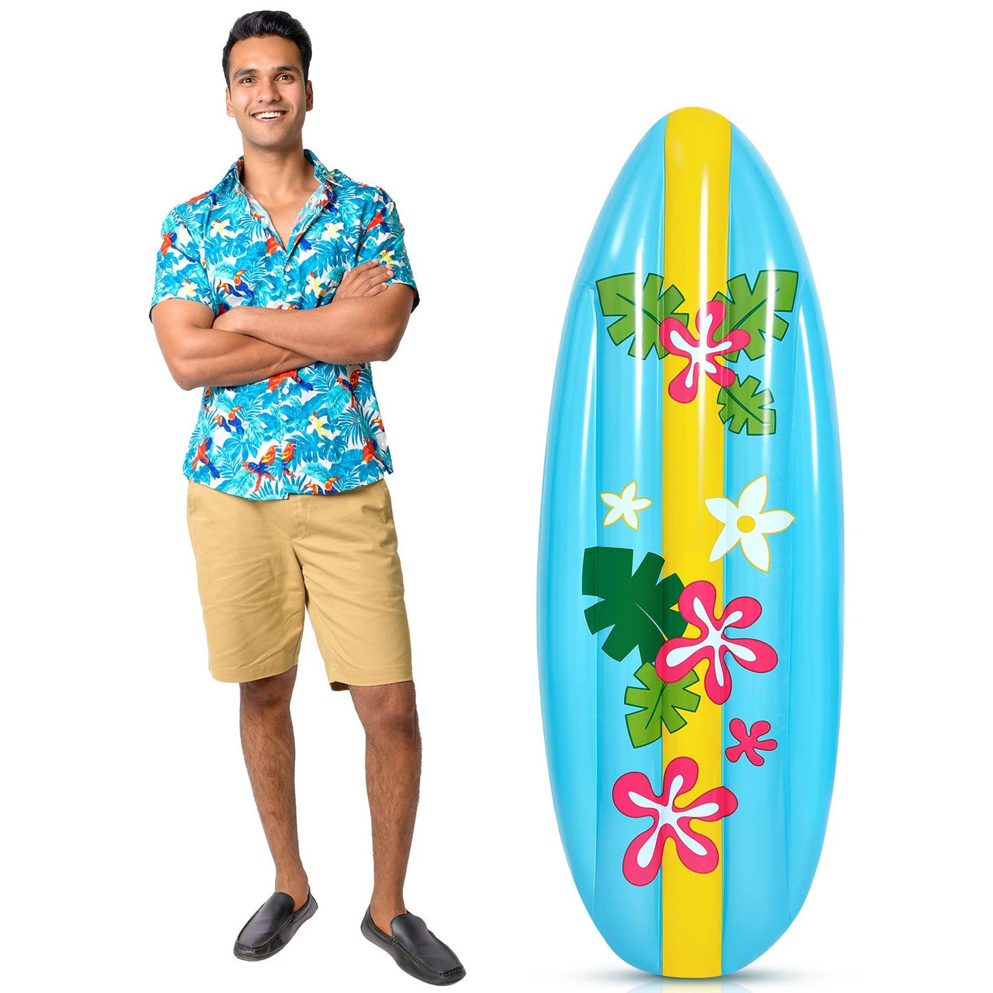 Cunhill 5 ft Inflatable Surf Board Pool Luau Parties Toy for Beach Inflatable Surfboard Floaties for Adults Kids Surf Party Deco