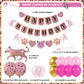 Pirese Pink Cheetah Happy Birthday Banner, Pink Cheetah Birthday Decorations, Leopard Party Decorations, Animal Birthday Party D