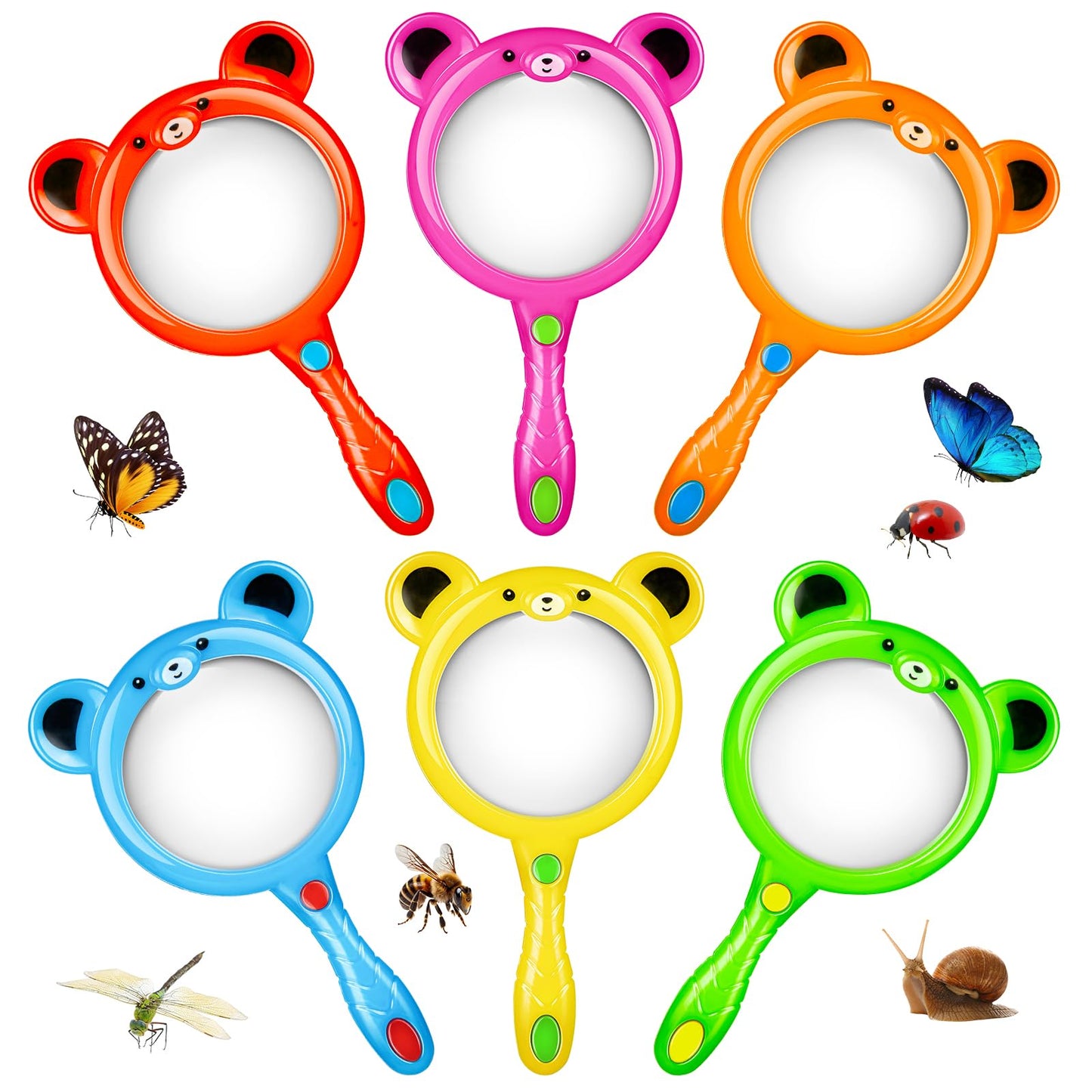 6Pcs Kids Magnifying Glass  Colorful Magnifying Glass for Kids  Hand Toy Magnifying Glasses  Mini Magnifier Glasses for Science Class Reading Outdoor Observation Party Favor
