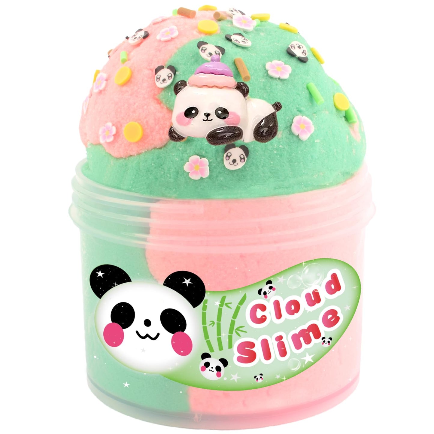 Jigejunfa Cloud Slime Big Jar with Cute Flower Slices Add-ins  Kids Slime Party Favors Stress Relief Toy for Girls Boys Birthday  Scented Sludge Non Sticky Putty  Pink/Green 7OZ