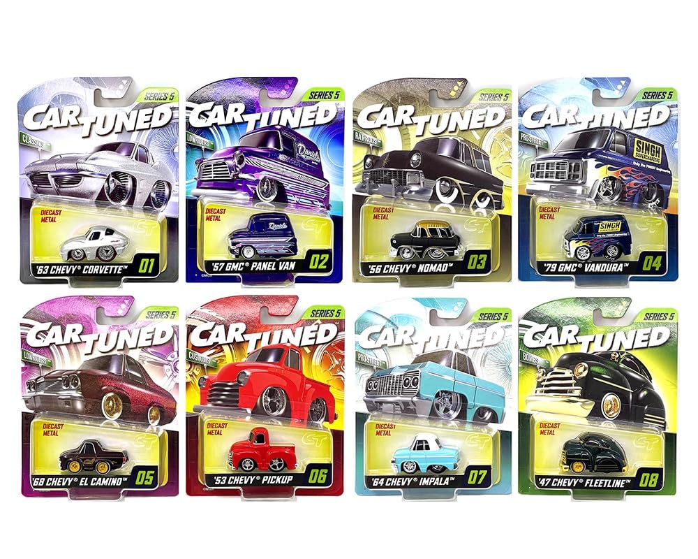 Diecast Model Car Compatible with CarTuned 1:64 2025 Series 5 Mainline Assortment of 8 Pieces Cars 592631-XX4 Factory Seal Box