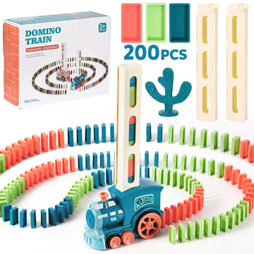 200 Pcs Domino Train Toy Set, Automatic Dominos Train For Kids Boys Girls, Electric Dominoes Machine Train Toy Set With Sounds,