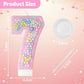 Zlongron Birthday Number Candles, Handmade Macaron 3D Flash Number 7 Candle, Suitable for Girls and Boys Birthdays, Weddings, A