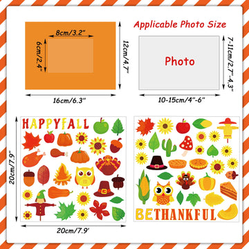 Chiazllta 30 Packs Fall Picture Frame Craft Kits For Kids, Thanksgiving Diy Pumpkin Maple Leaf Turkey Craft Autumn Holiday Art F