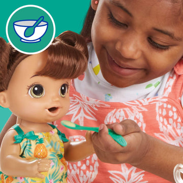 Baby Alive Magical Mixer Baby Doll Tropical Treat With Blender Accessories, Drinks, Wets, Eats, Brown Hair Toy For Kids Ages 3 A