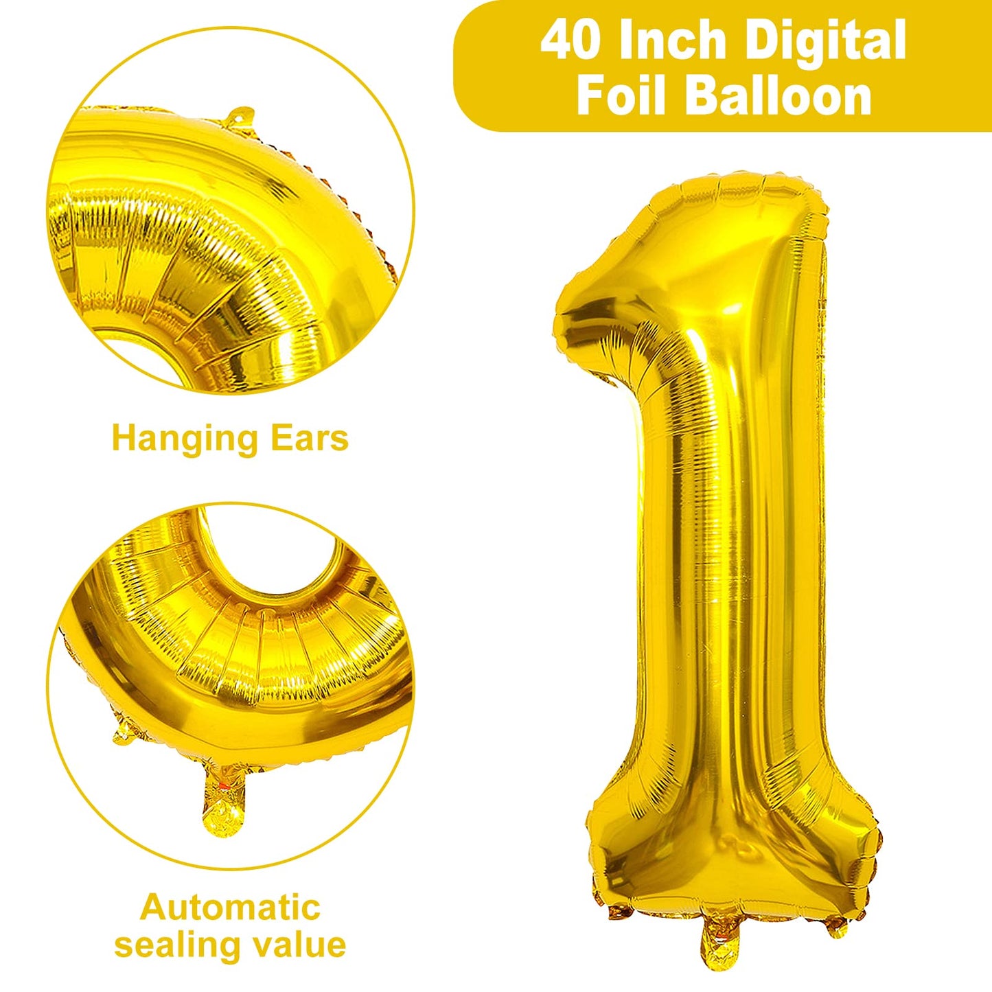 Isndare 40 Inch Number Balloons 10, Gold Helium Foil Number 10 Balloons, Large Number Balloon Age Balloon For Boys Girls Birthda