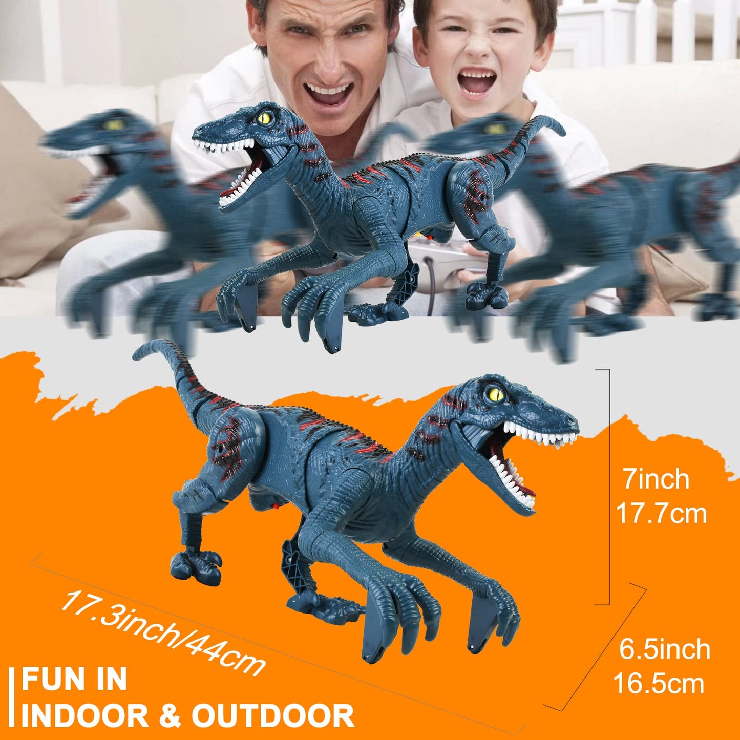Apobatk Remote Control Dinosaur Toys For Kid - Walking Dinosaur Toys For Boys 5-7?Rc Jurassic Velociraptor Toys 8-12?Robot Dinos