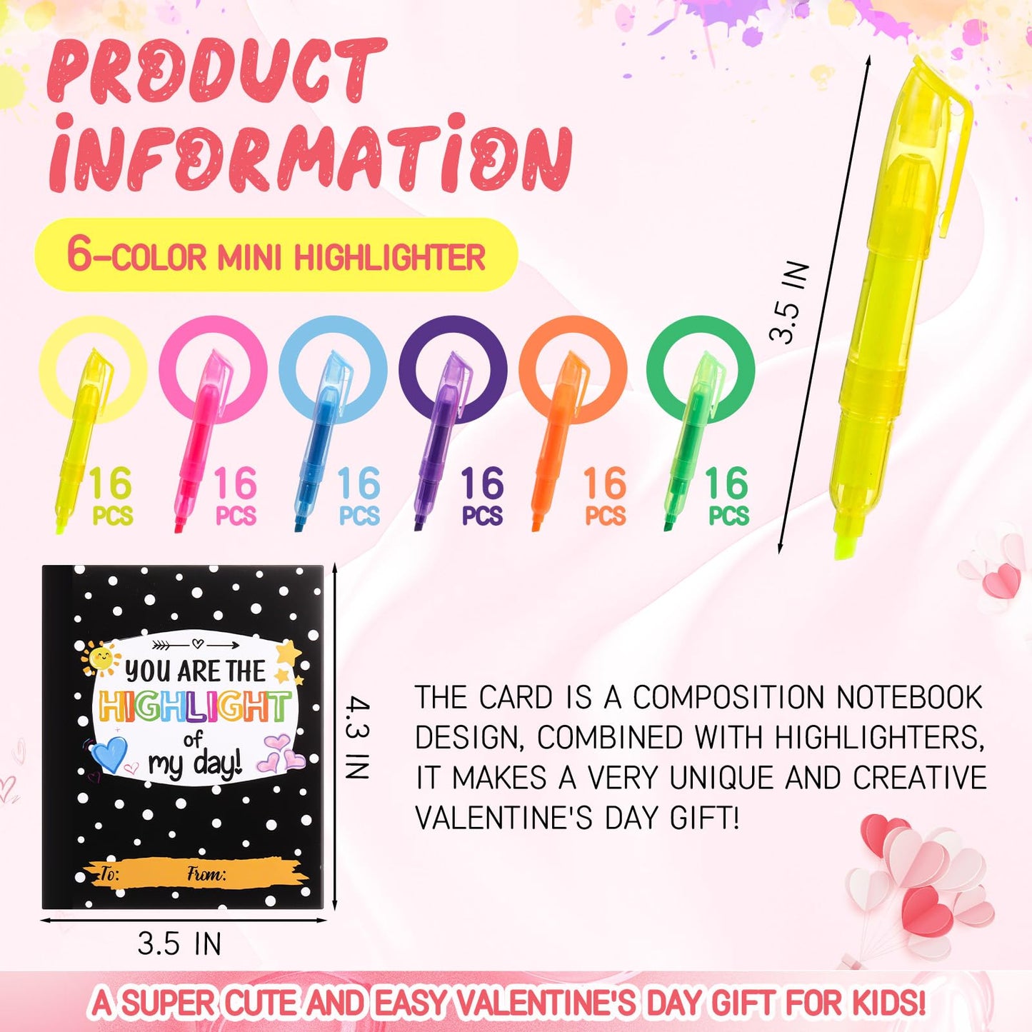 Fuyoooo 48 Sets End of Year Students Gift from Teacher Bulk Highlighter with Cards Classroom Exchange Prizes Preschool Kindergar