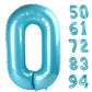 Pearlescent Blue Number Balloon 40 Inch, 0 Number Balloons, 10 20 30 40 50 Numbers Balloon Birthday Decorations, Party Supplies