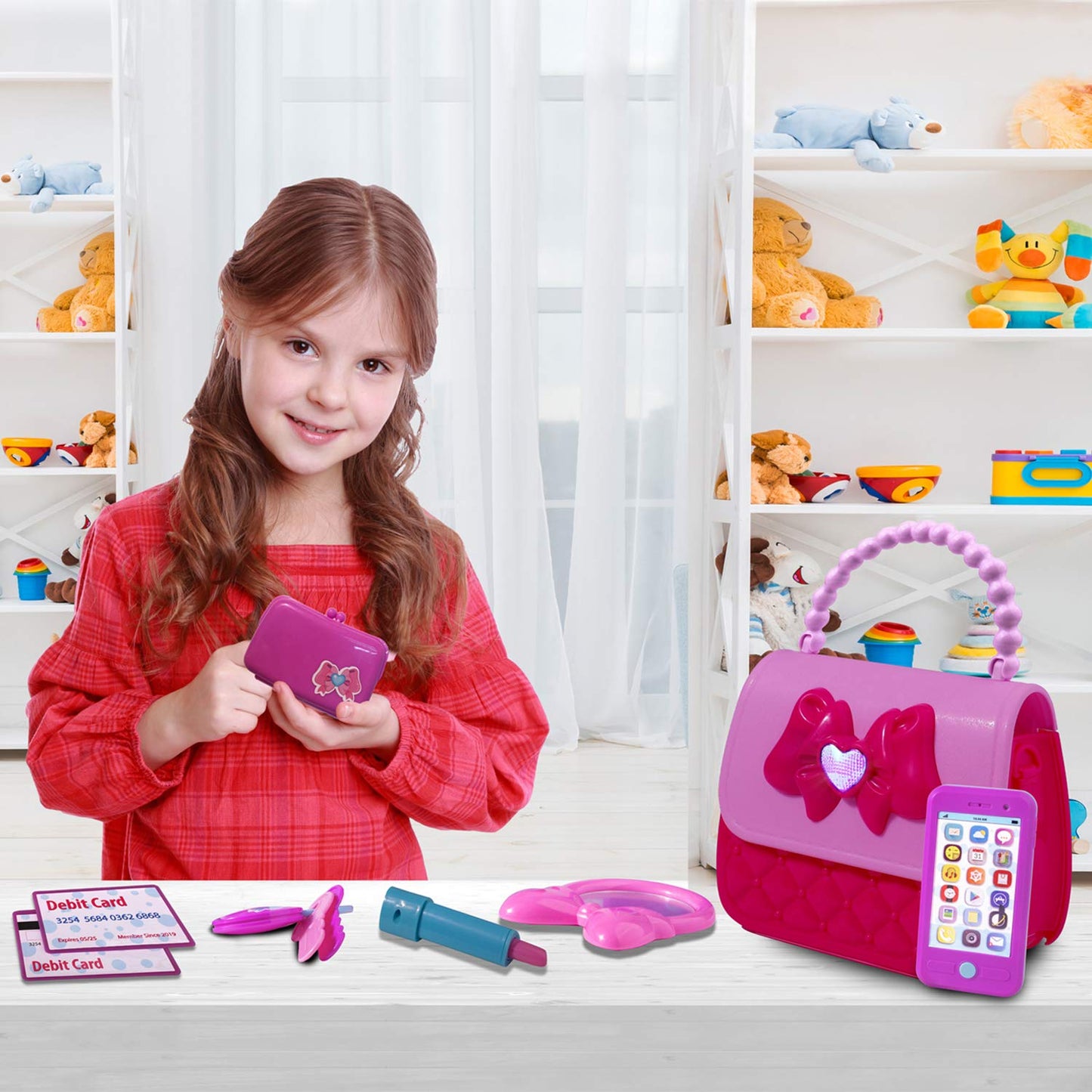 Playkidz Princess My First Purse Set - 8 Pieces Kids Play Purse And Accessories, Pretend Play Toy Set With Cool Girl Accessories