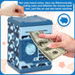 Renvdsa Cartoon Electronic Atm Password Piggy Bank Cash Coin Can Auto Scroll Paper Money Saving Box Gift For Kids (Blue Camouflage)
