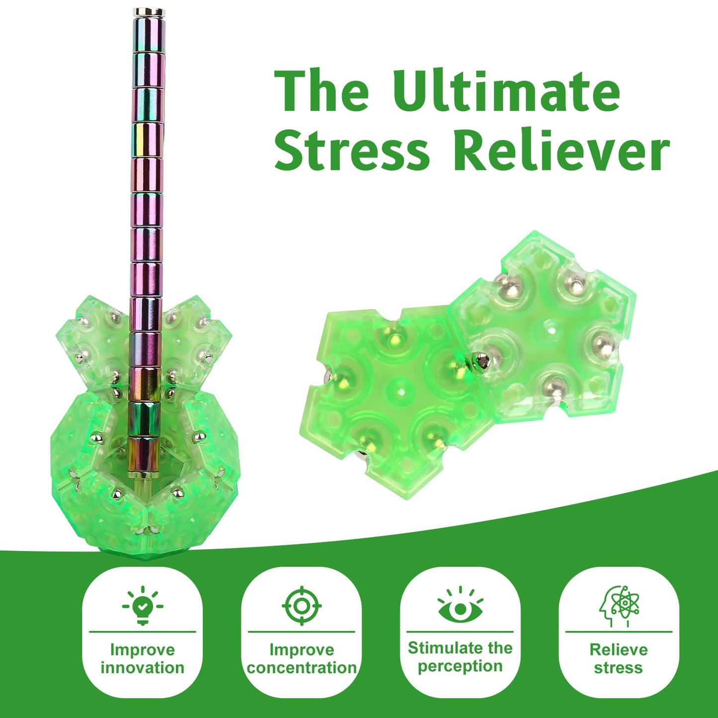 Fidget Toys mature-themed Set  Stocking Stuffers  Gift for Teenagers & Men - 12-Piece Green Set