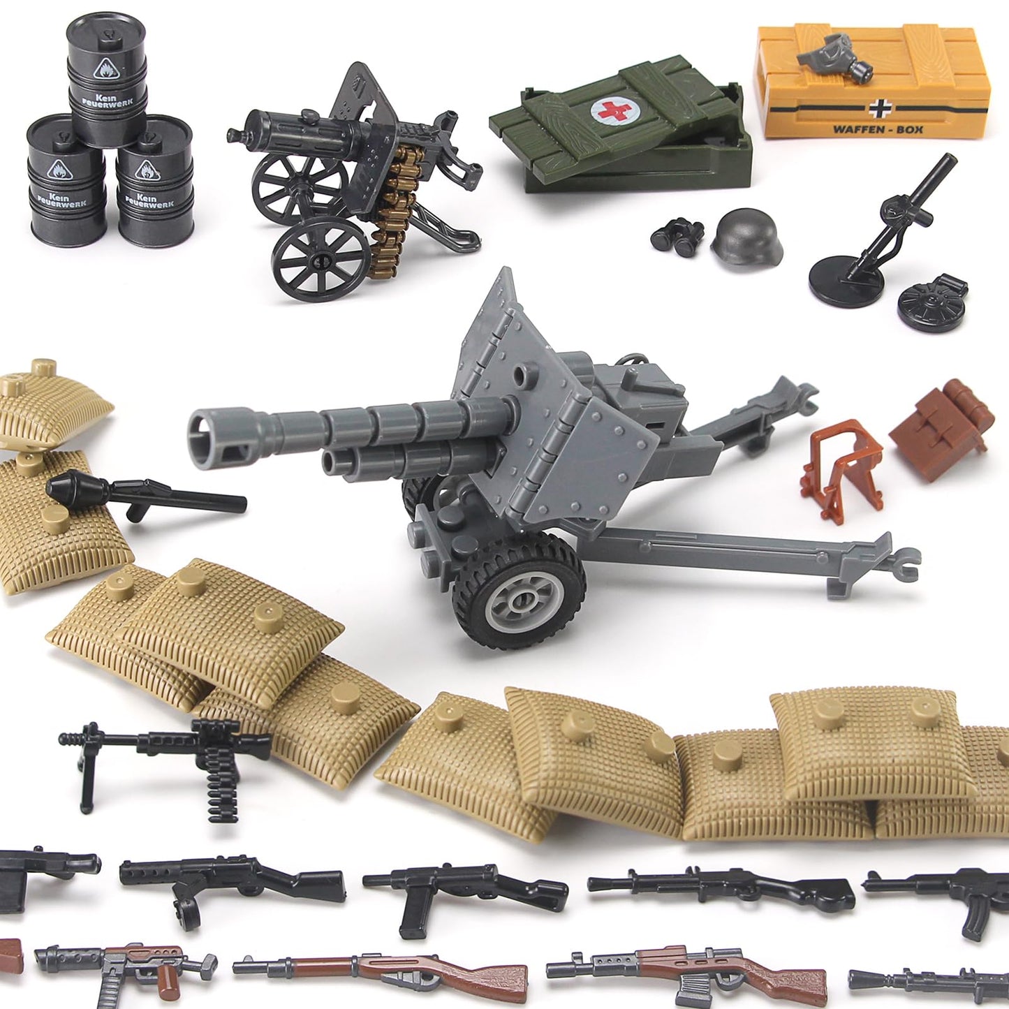Feleph WW2 Military Weapons Pack Toy Building Set, Small, ABS Model T148