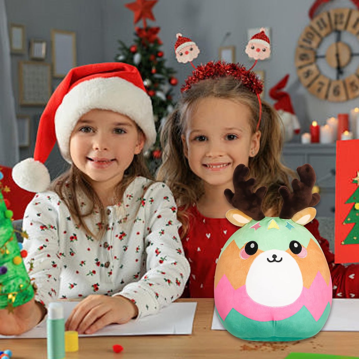 Caiyuegg Christmas Reindeer Plush 12'' Christmas Stuffed Animal Doll - Cute Soft Decompress Animals Plush Toys Great Gifts For K