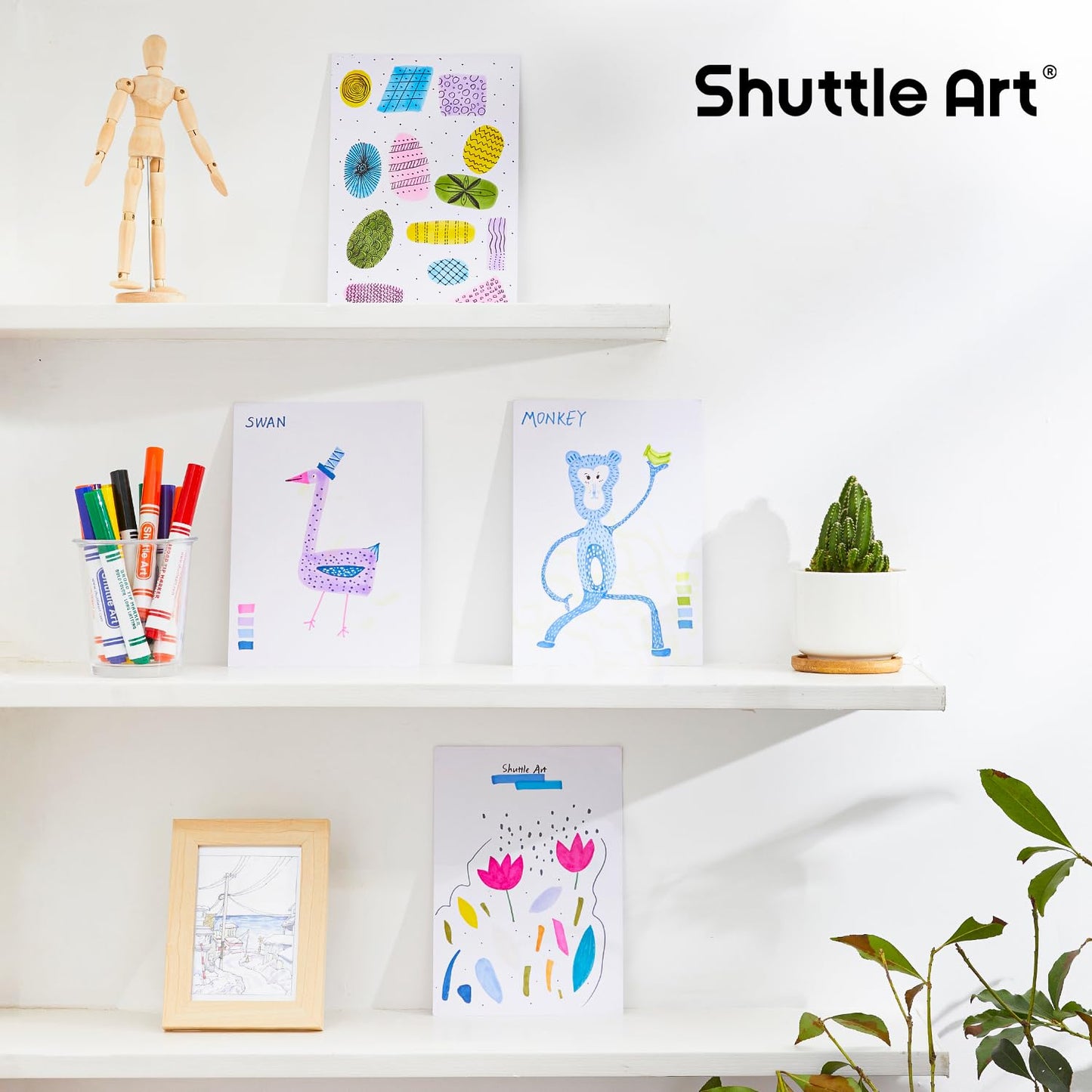 Shuttle Art 304 Pack Washable Markers, 8 Colors Broad Line Markers, Separate Pack Of 38, Conical Tip Marker Bulk With A Box, Home Classroom School Supplies For Toddlers Kids Adults Students Teachers