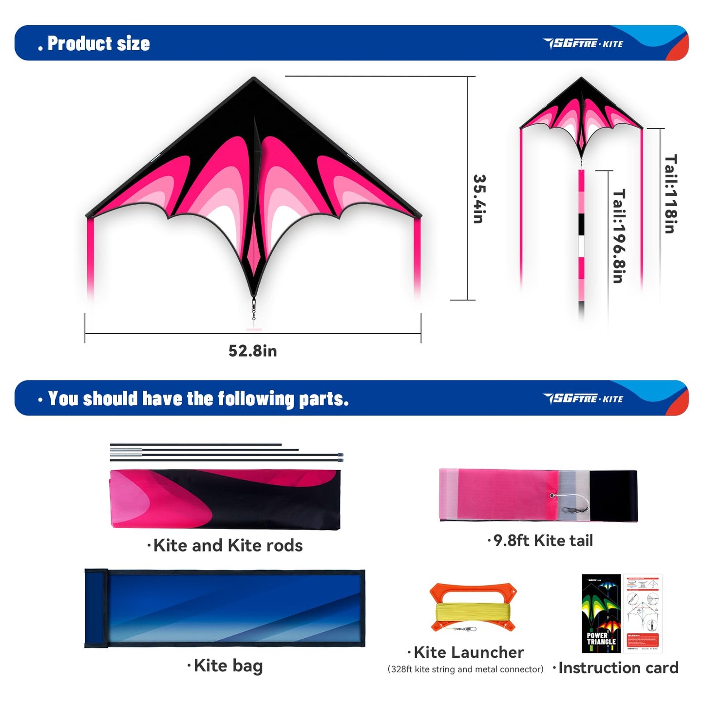 Sgftre Delta Kite Easy To Fly Outdoor Kite For Boys And Girls, Sturdy & Durable High-Altitude Flying, Perfect, Great For Outdoor