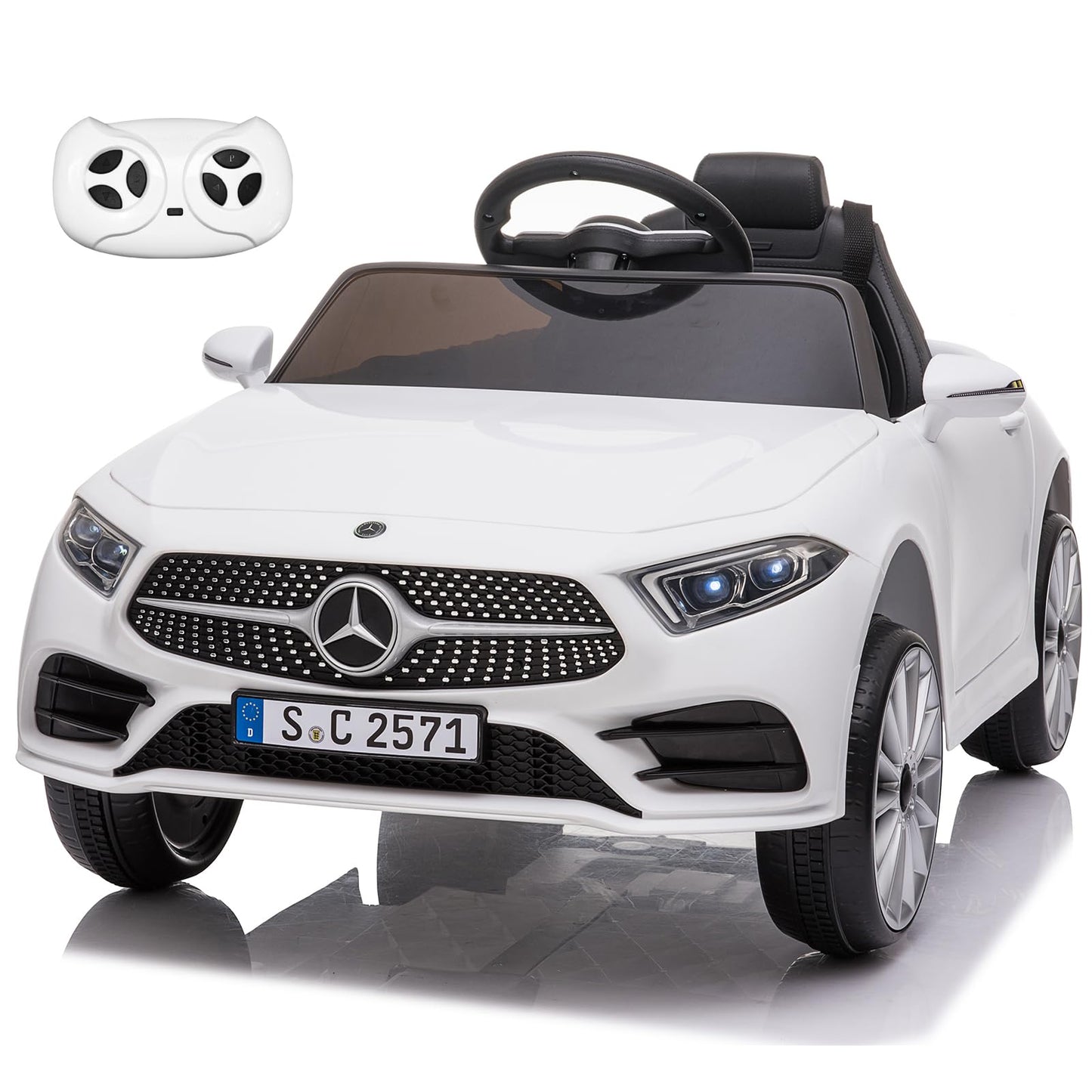 FXIONA Kids Electric Cars for Toddler Ride On with Parent Remote Control Vehicles for Girl and Boy Ride in 12V Battery Power 4 Wheels Mercedes Benz Big Toys Baby Toddler Car Music Light 3 Speed(White)