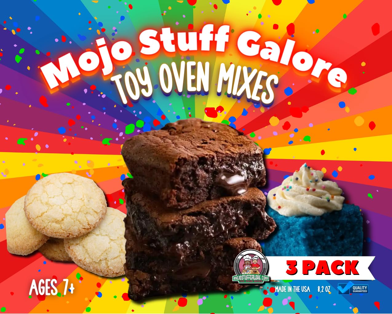 Mojo Stuff Galore Mojo's Children's Easy to Bake Oven Mixes | Play Toy Oven 3 Pack Mega Refill | Cupcakes Cookies Brownie Ultima