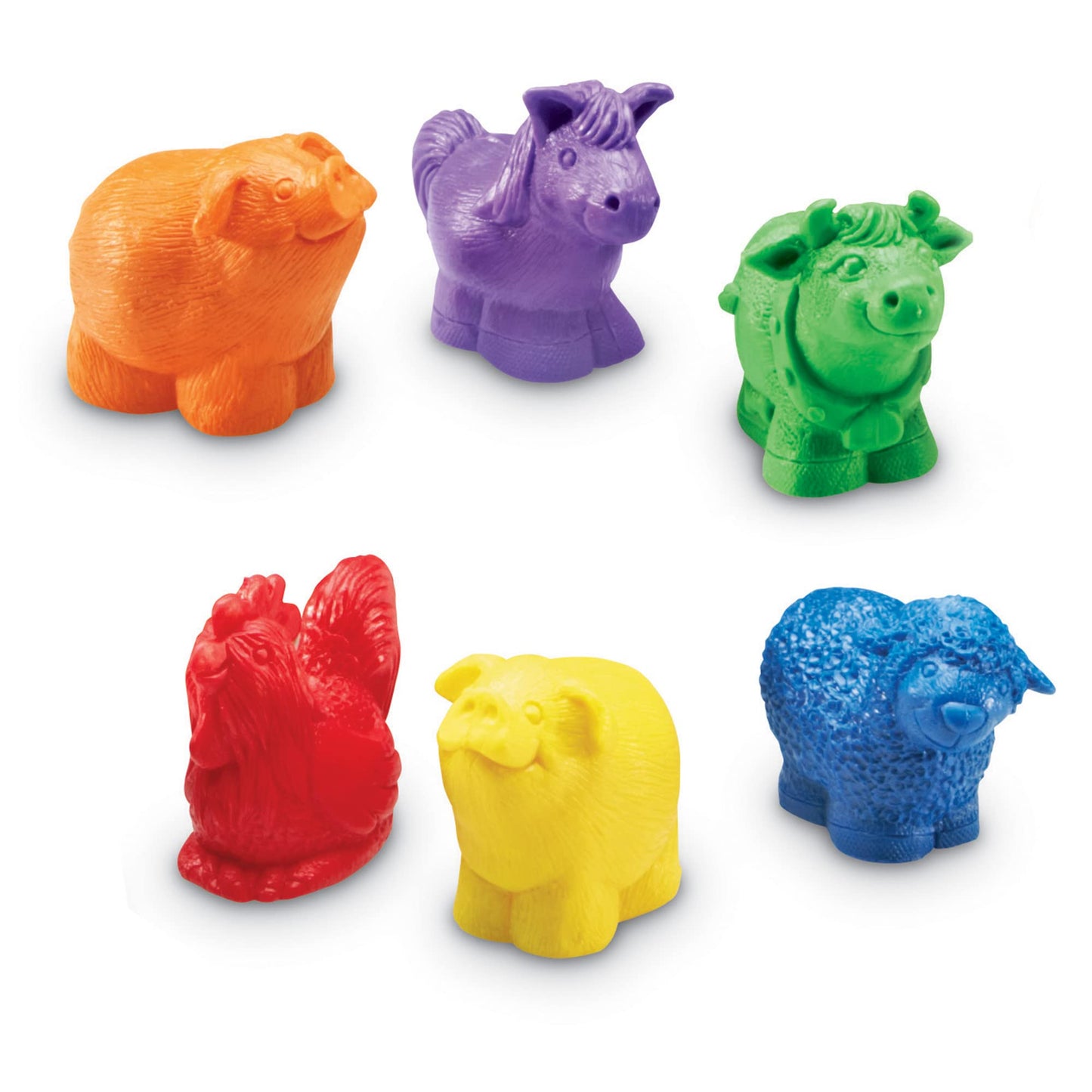 Learning Resources Jumbo Farm Counters - 30 Multi-Color Rubber Animal Toys, 5.1 inches, Ages 18+ months, Model LER7408
