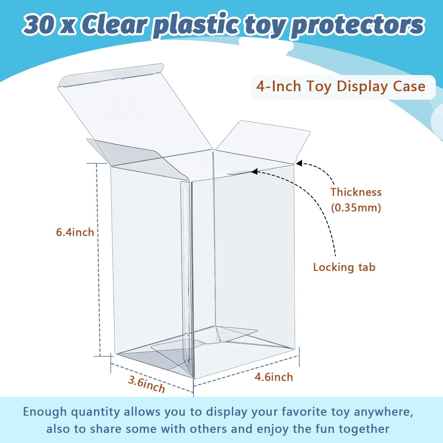 Jetec 30 Pcs Clear Plastic Toy Protector Case 4 Inch Toy Display Case Vinyl Collectible Figure Display Case Toy Clear Soft Protector Box For Toy Protection