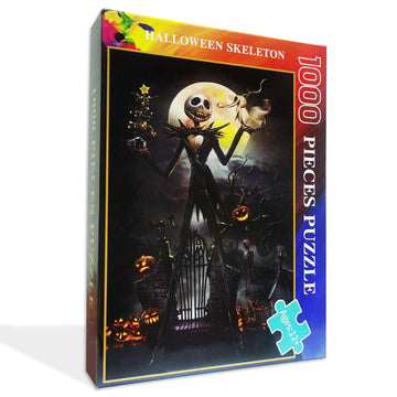 najiaxiaowu 1000 Piece Wooden Jigsaw Puzzle - Halloween Skeleton Design for Teens & Adults, Perfect Unique Birthday Gift