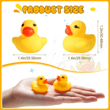 Zhanmai 300 Pcs Rubber Duck Bath Toys, Mini Float Squeak Ducks Bulk For Tiny Baby Shower Preschool Bathtub Toy Pool Party Supplies Birthday, Yellow(1.57 X 1.57 X 1.18 Inch)
