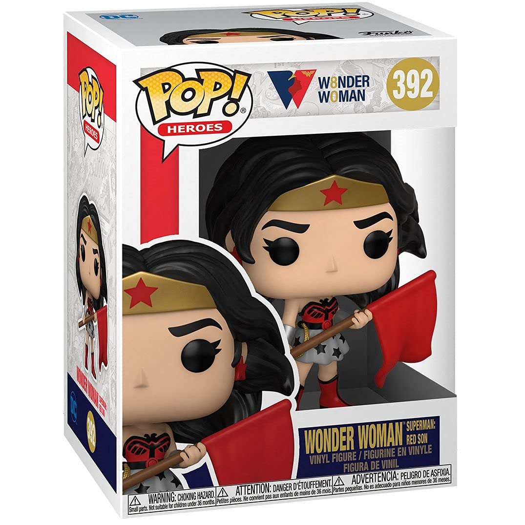 POP DC Heroes: Wonder Woman 80th Anniversary - Red Son Wonder Woman Funko Vinyl Figure (Bundled with Compatible Box Protector Case)