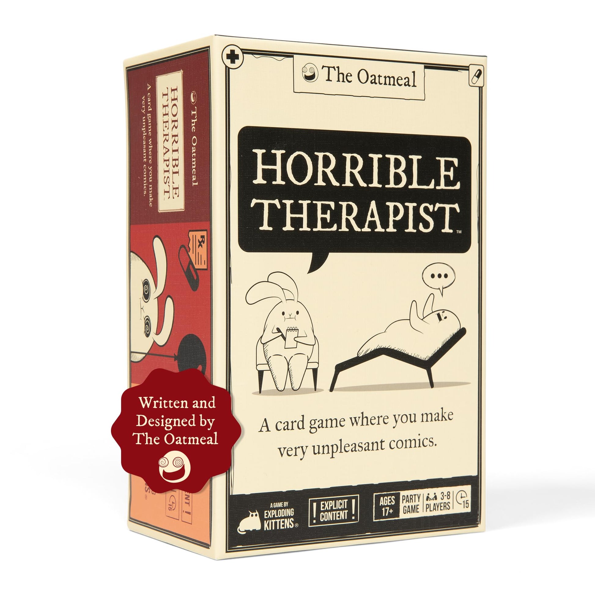 Exploding Kittens Horrible Therapist: Base Edition 3-8 Players - Ages 17+ - 15 Minutes to Play - Comic Building Game - Card Game  Ideal for Family Night Fun  Teens and mature-themed