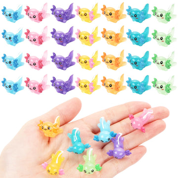 Homico 28Pcs Mini Resin Axolotl Mini Animals Figures Tiny Animals Toys Ornament For Axolotl Party Favors Diy Garden Dollhouse Po