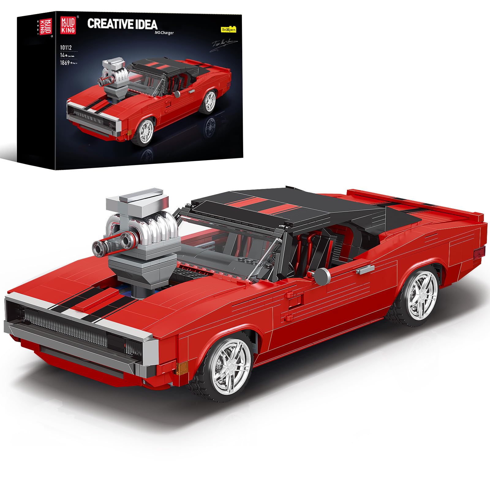 Mould King 10112 Sports Car Building Block Kits  MOC Supercar Racing Car Model Building Sets  Gift for Age 14+/mature-themed Collections Enthusiasts (1869 Pieces  Static Version)