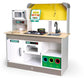 Hape E3177 Deluxe Game Kitchen With Microwave, Coffee Maker, Refrigerator, Oven, Hob With Frying Pan Fun With Many Accessories, From 3 Years, L: 34.9, W: 11.7, H: 35.4 Inch