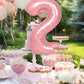 Rainbowq Party 2 Balloon Number 40 Inch For Boy Or Girl Big Pink 0-9 Foil Mylar Large 2 Number Balloon Happy 2Nd Birthday Party