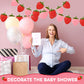 Lewtemi 4 Pcs Berry First Birthday Decor Strawberry Baby Shower Decorations Strawberry Hanging Banner Berry Garland for Strawber
