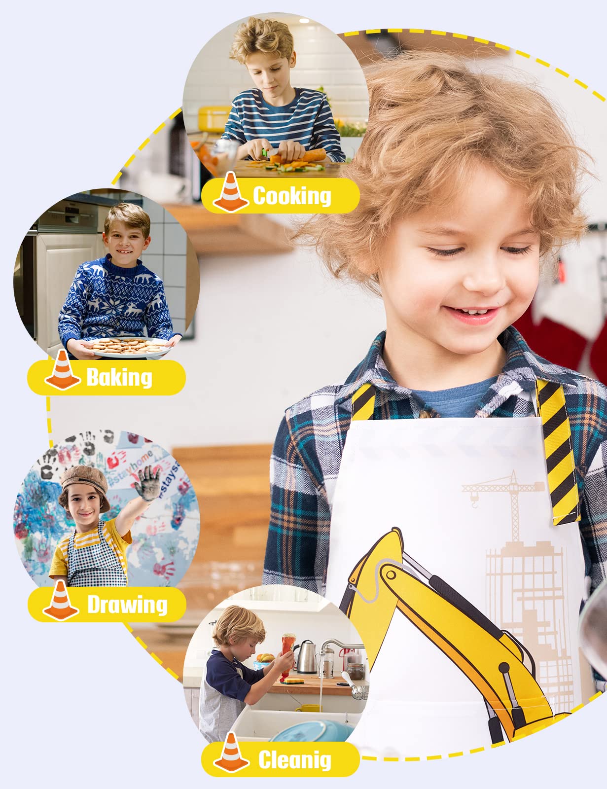 Wernnsai Kids Aprons For Boys - Truck Toddler Apron For Kids Paint Art Smock Waterproof Cooking Baking Painting Gardening Artist Chef Apron For Kids Age 2-5 Years