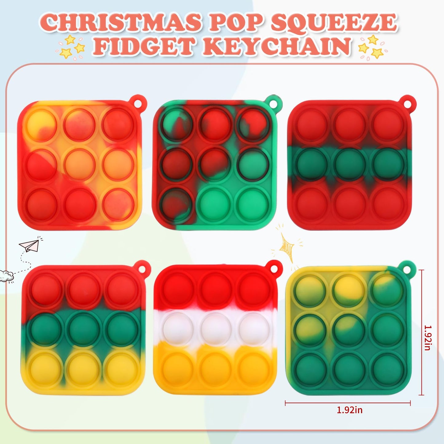 Randomization 64Pack Mini Pop Fidget Toys Pack With Cartoon Letter Party Favors, Silicone Squeeze Pop Bubble Fidget Bulk Sensory