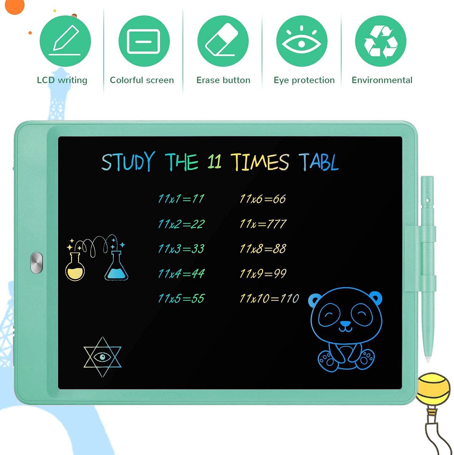 TEKFUN Kids Toys 10Inch LCD Writing Tablet, Mess Free Coloring Doodle Board, Drawing Pad for Kids Games Educational Toys for Age