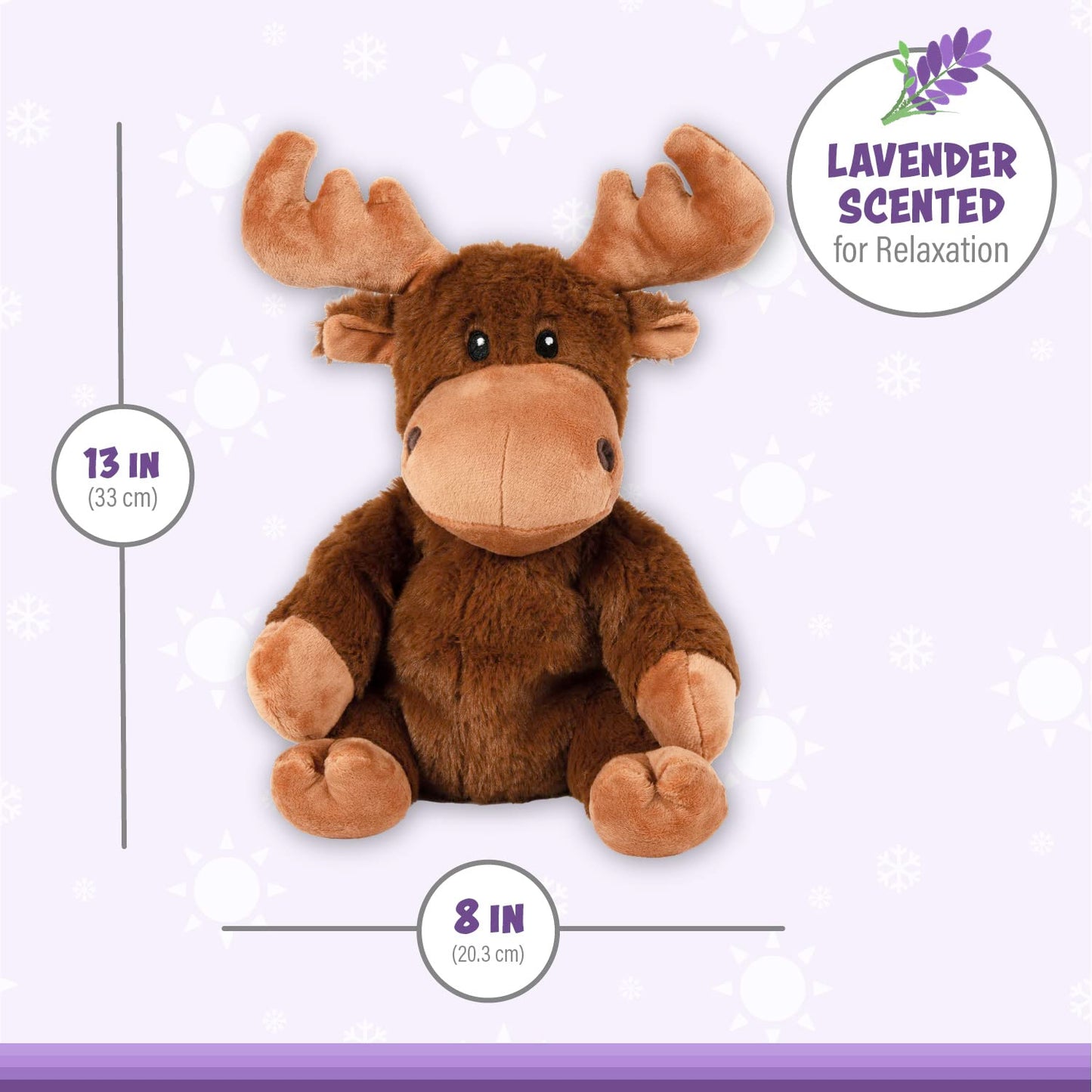 Warm Pals - Mack Moose - 1.5Lbs - Cozy Microwavable Lavender Scented Plush Toys - Heated Stuffed Animal - Heatable Coolable Bedtime Comfort Plushie