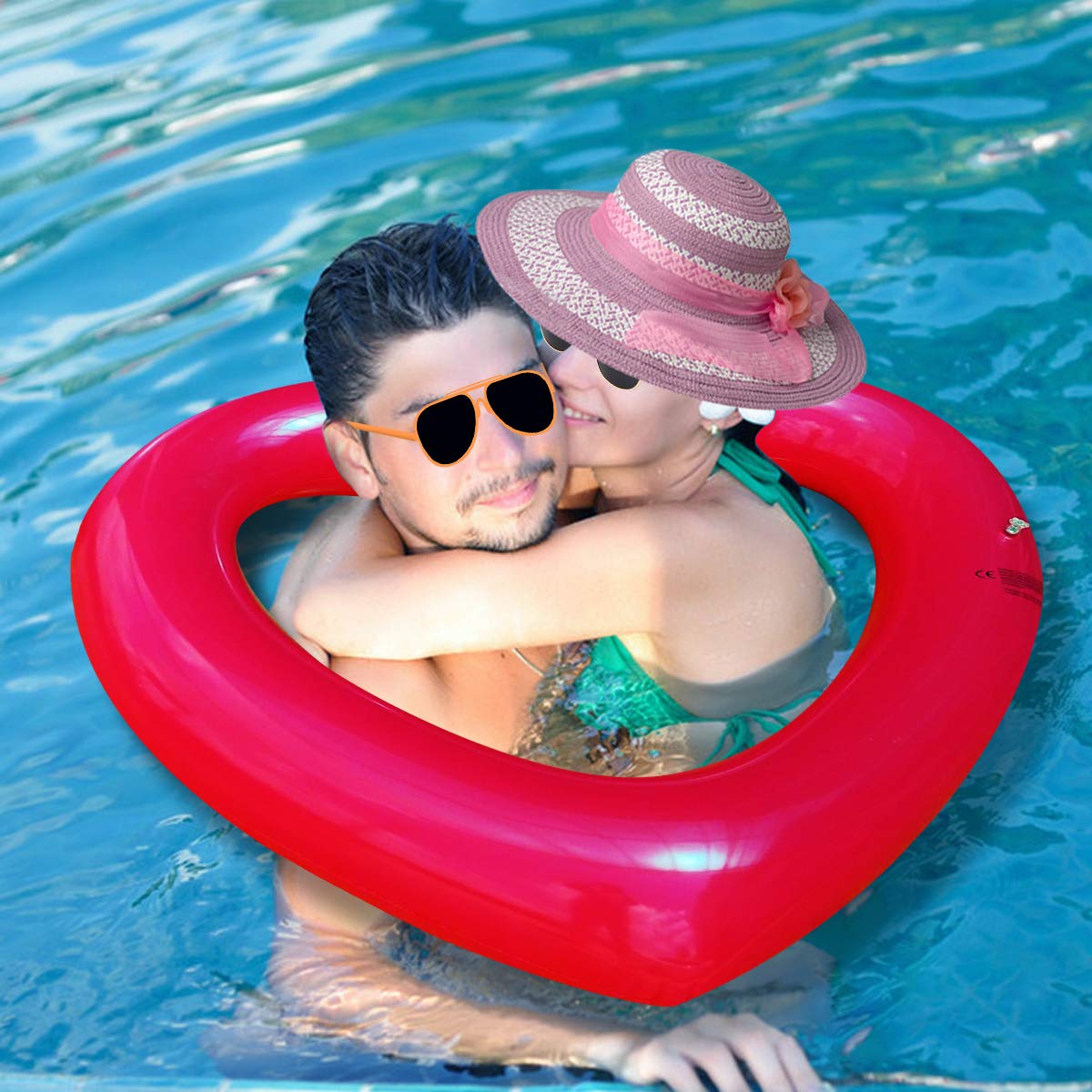 Red Heart Float mature-themed Heart Pool Floats  Water Fun Beach Party Toys for Aults Birthday Scene Layout Props.(47 in Red)