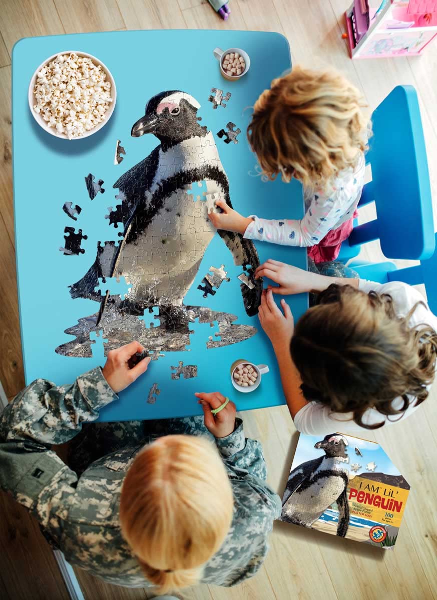 Madd Capp Puzzles Jr. - I Am Lil Penguin - 100 Pieces - Animal Shaped Jigsaw Puzzle