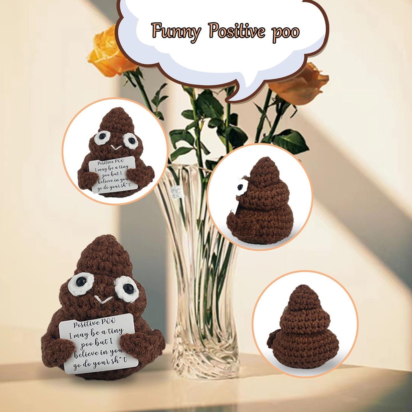 CARAFAST Funny Mini Positive Poo - Cute White Elephant Gag Gift for Birthdays, Ideal for Parties and Fun Celebrations
