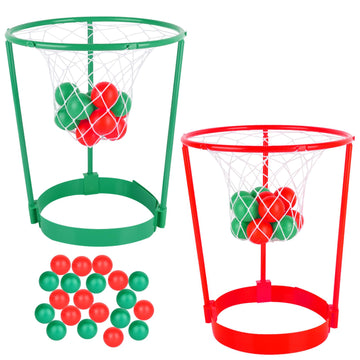 2 Pack Head Hoop Basketball Party Game For Kids And Adults Carnival Game Adjustable Basket Net Headband With 20 Balls For Carnival Party Birthday Party Family Indoor Outdoor Game (Red + Green)