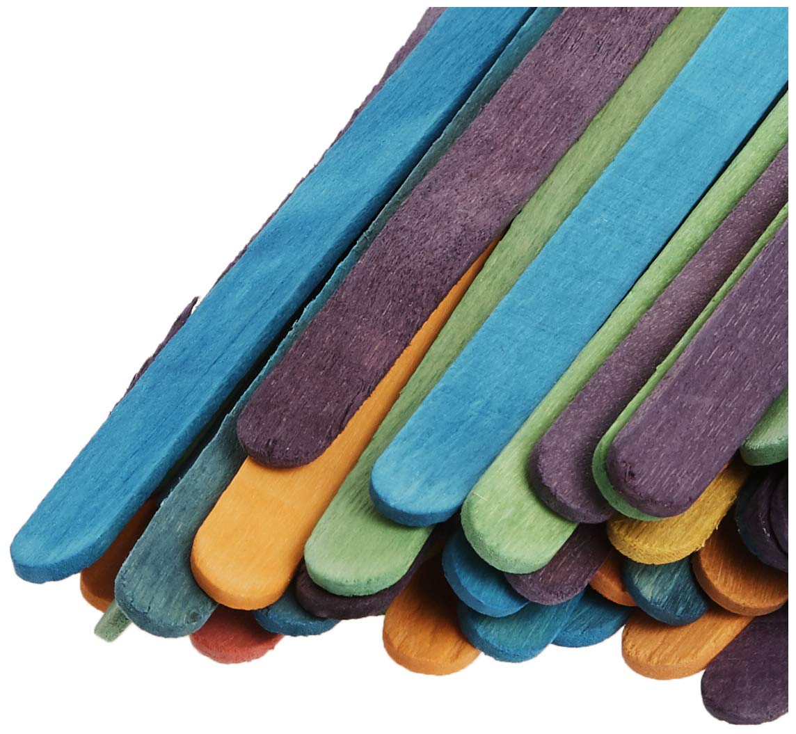 Eco Craft Stix - ECS 114st Colored- 500ct -ECS 114st 4.5 Colored Wooden Craft Sticks - Pack of 500ct