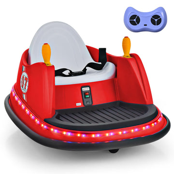 Honey Joy 12V Toddler Bumper Car, Battery Powered Baby Ride On Bumper Car, Dual Joysticks, Flashing Led Light & 360 Degree Spin,